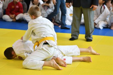 Orenburg, Rusya Federasyonu - 05 Kasım 2016: Boys rekabet Judo