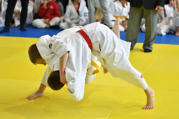 Orenburg, Rússia - 05 de novembro de 2016: Meninos competem em Judô — Fotografia de Stock