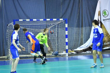 Orenburg, Rusya Federasyonu - 11-13 Şubat 2018 yıl: Hentbol oynayın çocuklar