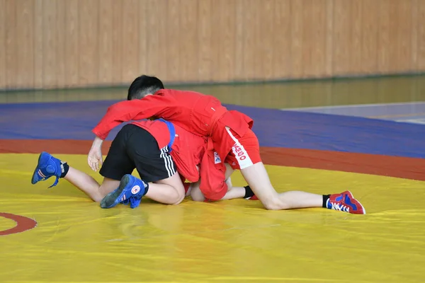 Orenburg, Rusland - 23 februari 2019: Jongens wedstrijden Sambo — Stockfoto