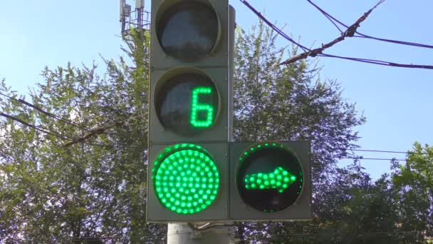 Verkeerslichten Kruising Produceren Een Countdown — Stockvideo