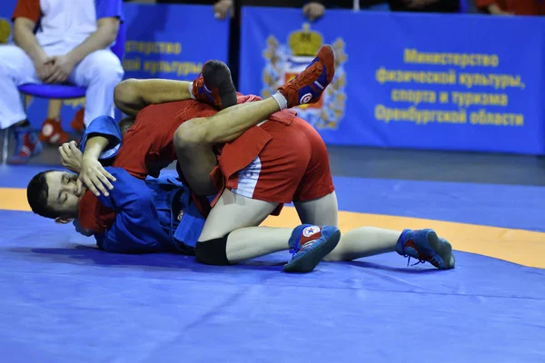 Orenburg, Rússia - 16 de fevereiro de 2019: Competições de meninos Sambo — Fotografia de Stock