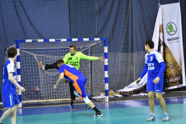 Orenburg, Rusya Federasyonu - 11-13 Şubat 2018 yıl: Hentbol oynayın çocuklar