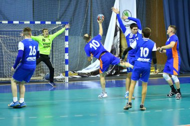 Orenburg, Rusya Federasyonu - 11-13 Şubat 2018 yıl: Hentbol oynayın çocuklar
