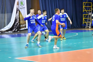 Orenburg, Rusya Federasyonu - 11-13 Şubat 2018 yıl: Hentbol oynayın çocuklar