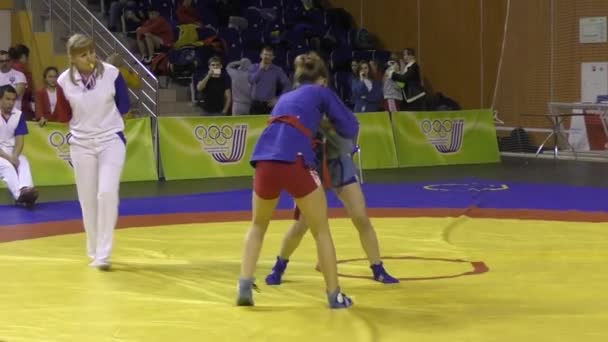 Orenburg Rússia Março 2016 Competições Meninas Autodefesa Sem Armas Campeonato — Vídeo de Stock