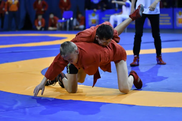 Orenburg, Rusya - 16 Şubat 2019: Çocuklar yarışmalar Sambo — Stok fotoğraf