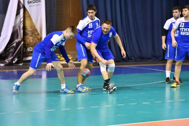 Orenburg, Rusya Federasyonu - 11-13 Şubat 2018 yıl: Hentbol oynayın çocuklar