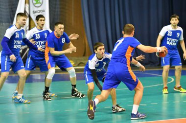 Orenburg, Rusya Federasyonu - 11-13 Şubat 2018 yıl: Hentbol oynayın çocuklar