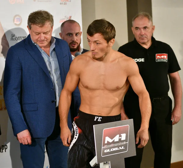 Orenburg, Russia - August 29, 2019: press conference and official weigh-in of MMA fighters M-1 Challenge 104 — Stock Photo, Image