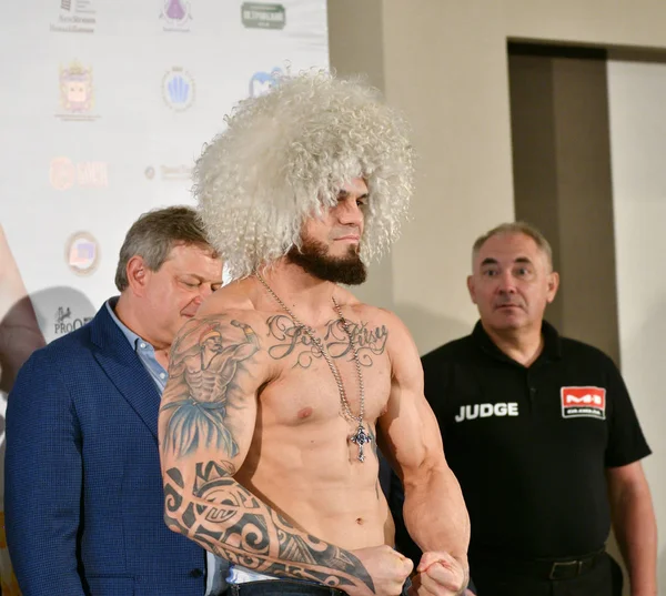 Orenburg, Russia - August 29, 2019: press conference and official weigh-in of MMA fighters M-1 Challenge 104 — Stock Photo, Image