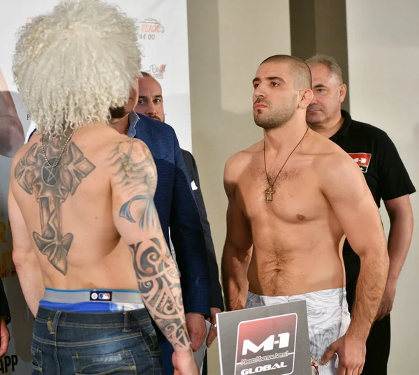 Orenburg, Russia - August 29, 2019: press conference and official weigh-in of MMA fighters M-1 Challenge 104 — Stock Photo, Image