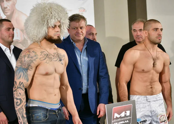 Orenburg, Russia - August 29, 2019: press conference and official weigh-in of MMA fighters M-1 Challenge 104 — Stock Photo, Image