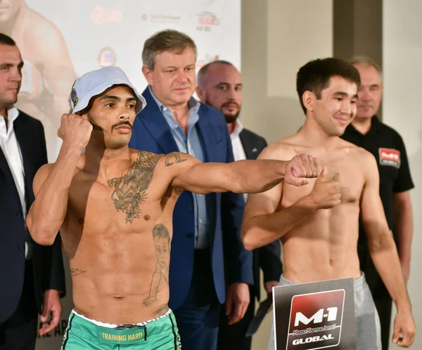 Orenburg, Russia - August 29, 2019: press conference and official weigh-in of MMA fighters M-1 Challenge 104 — Stock Photo, Image