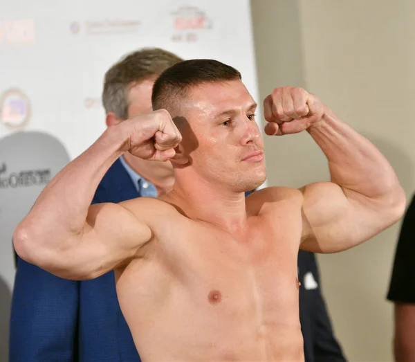 Orenburg, Russia - August 29, 2019: press conference and official weigh-in of MMA fighters M-1 Challenge 104 — Stock Photo, Image