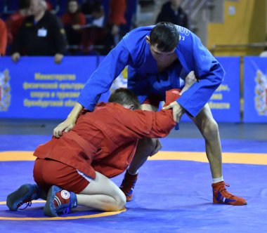 Orenburg, Rusya - 16 Şubat 2019: Çocuklar yarışmalar Sambo