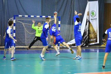 Orenburg, Rusya Federasyonu - 11-13 Şubat 2018 yıl: Hentbol oynayın çocuklar