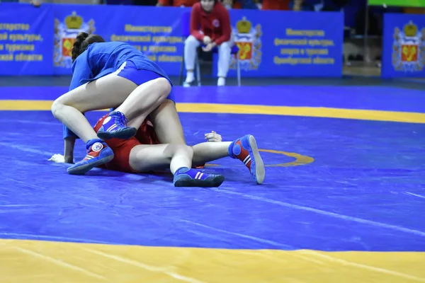 Orenburg, Rusya - 16 Şubat 2019: kızlar yarışmalar Sambo — Stok fotoğraf