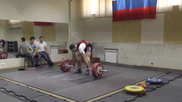 Orenburg Rusland December 2017 Jaar Jongens Concurreren Gewichtheffen Voor Beker — Stockvideo