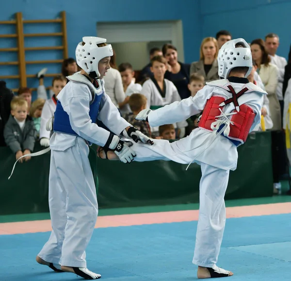 Orenburg Oktober 2019 Jungen Messen Sich Taekwondo Bei Der Offenen — Stockfoto