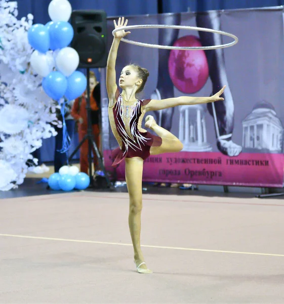 Orenburg Rusia Noviembre 2017 Año Las Niñas Compiten Gimnasia Rítmica — Foto de Stock