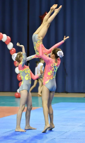 Orenburg Russia May 2017 Years Girl Compete Sports Acrobatics Open — Stock Photo, Image