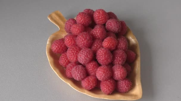 Red Raspberry Berries Given Dessert — Stock Video