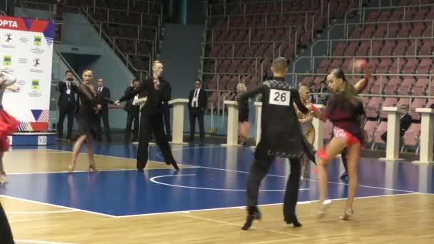 Orenburg Rússia Novembro 2019 Menina Jovem Competem Danças Esportivas Campeonatos — Vídeo de Stock