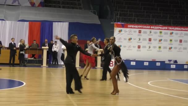 Orenburg Russia November 2019 Girl Young Man Compete Sports Dances — Stockvideo