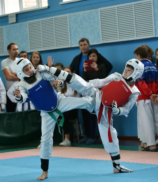 Orenburg Rusia Octubre 2019 Los Niños Compiten Taekwondo Campeonato Abierto —  Fotos de Stock