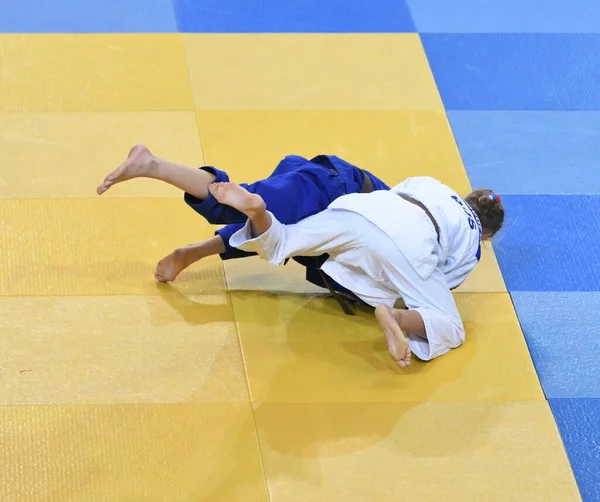 Orenburg Oroszország 2017 Október Lányok Judóban Versenyeznek Orosz Judo Versenyen — Stock Fotó