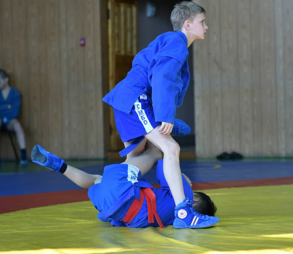 Orenburg Ryssland Februari 2019 Boys Tävlingar Självförsvar Utan Vapen Mästerskapet — Stockfoto