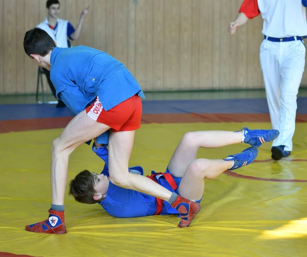 Orenburg Rússia Fevereiro 2019 Competições Meninos Autodefesa Sem Armas Campeonato — Fotografia de Stock