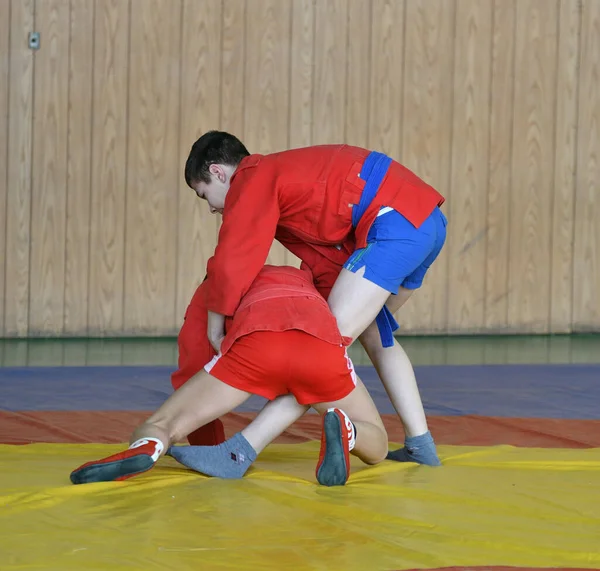 Orenburg Oroszország Február 2019 Fiúk Versenyek Önvédelem Nélkül Fegyvereket Bajnokság — Stock Fotó