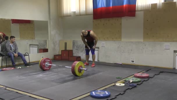 Orenburg Russland Dezember 2017 Jahre Die Jungen Treten Gewichtheben Gescheiterten — Stockvideo