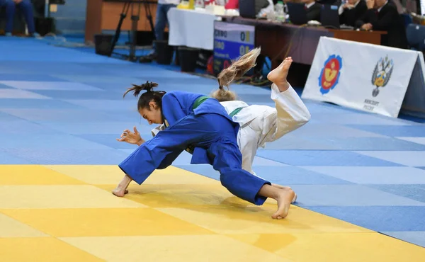 Orenburg Russland Oktober 2017 Mädchen Messen Sich Judo Beim Allrussischen — Stockfoto