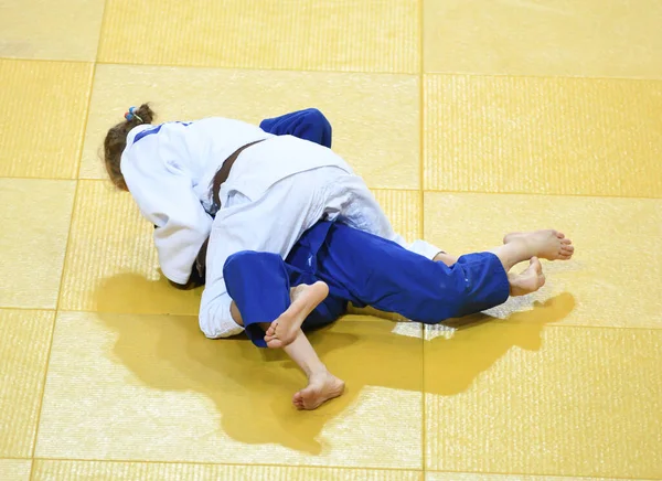 Orenburg Rusia Octubre 2017 Las Niñas Compiten Judo Torneo Judo — Foto de Stock