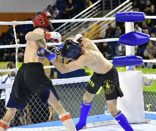 Orenburg Rusia Febrero 2017 Año Los Combatientes Compiten Artes Marciales — Foto de Stock