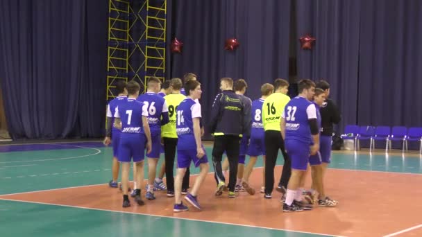 Orenburg Rusland Februari 2018 Jaar Jongens Spelen Handbal Internationaal Handbaltoernooi — Stockvideo