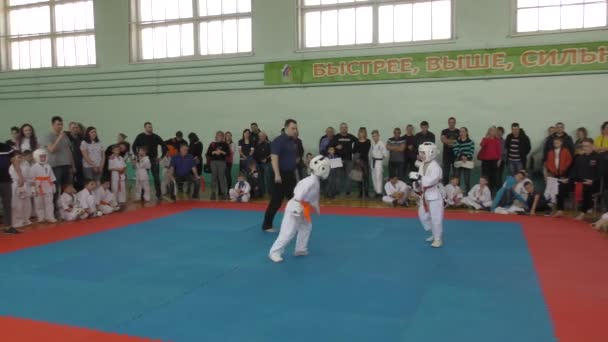 Orenburg Rosja Kwietnia 1919 Chłopcy Rywalizują Karate Open Championship Orenburg — Wideo stockowe
