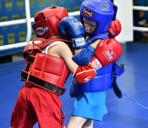 Orenburg Rusia Octubre 2019 Los Niños Compiten Boxeo Tailandés Por — Foto de Stock