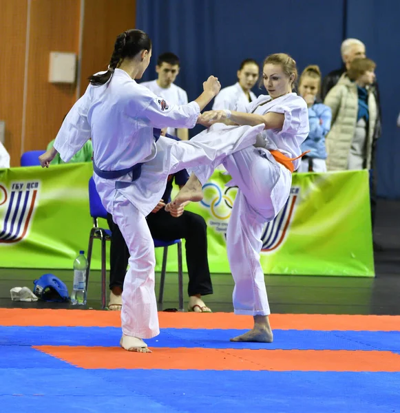 Orenburg Rusko Března 2017 Rok Dívky Soutěží Karate Mistrovství Orenburgu — Stock fotografie