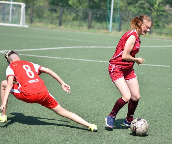 Orenburg Ρωσία Ιουνίου 2019 Έτος Κορίτσια Παίζουν Ποδόσφαιρο Γυναικών Τουρνουά — Φωτογραφία Αρχείου