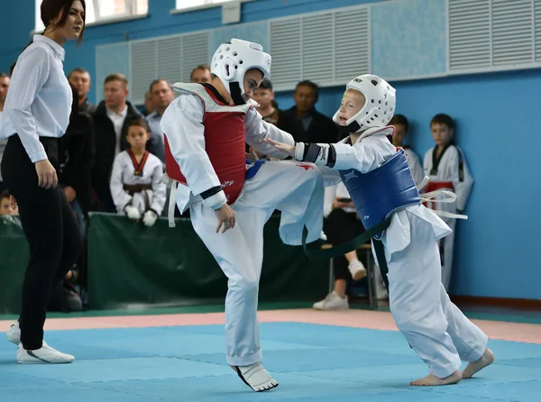 Orenburg Rusia Octubre 2019 Los Niños Compiten Taekwondo Campeonato Abierto — Foto de Stock