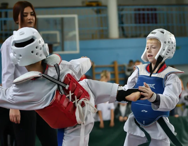 Orenburg Rusia Octubre 2019 Los Niños Compiten Taekwondo Campeonato Abierto —  Fotos de Stock