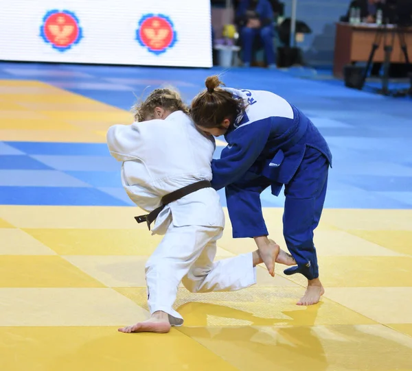 Orenburg Rusia Octubre 2017 Las Niñas Compiten Judo Torneo Judo — Foto de Stock