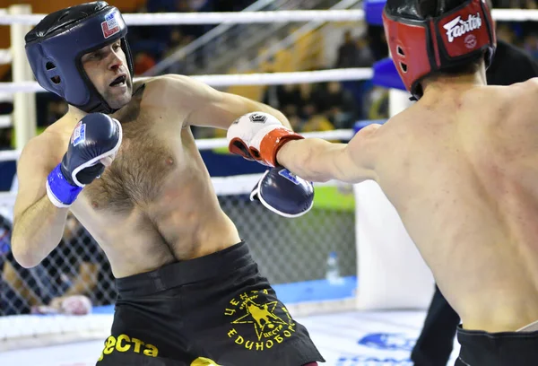 Orenburg Rusia Febrero 2017 Año Los Combatientes Compiten Artes Marciales — Foto de Stock