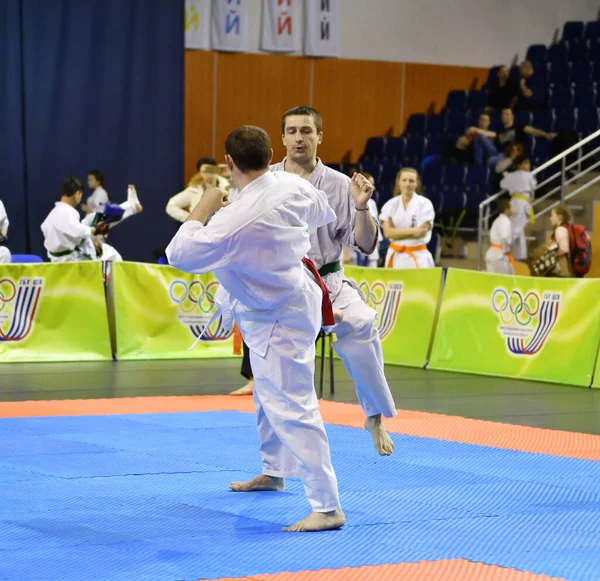 Orenburg Rússia Março 2017 Ano Meninos Competem Karatê Campeonato Região — Fotografia de Stock