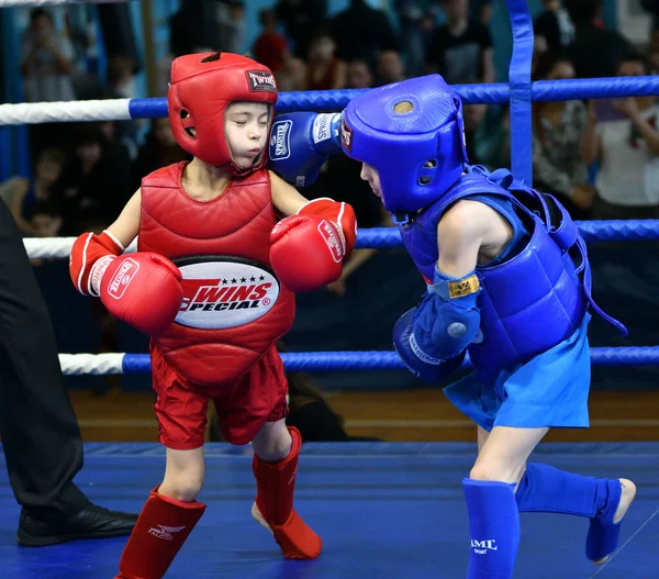 Orenburg Russia October 2019 Boys Compete Thai Boxing Orenburg Cup — Stock Photo, Image