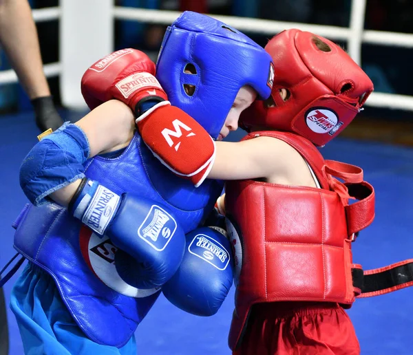 Orenburg Russia October 2019 Boys Compete Thai Boxing Orenburg Cup — Stock Photo, Image